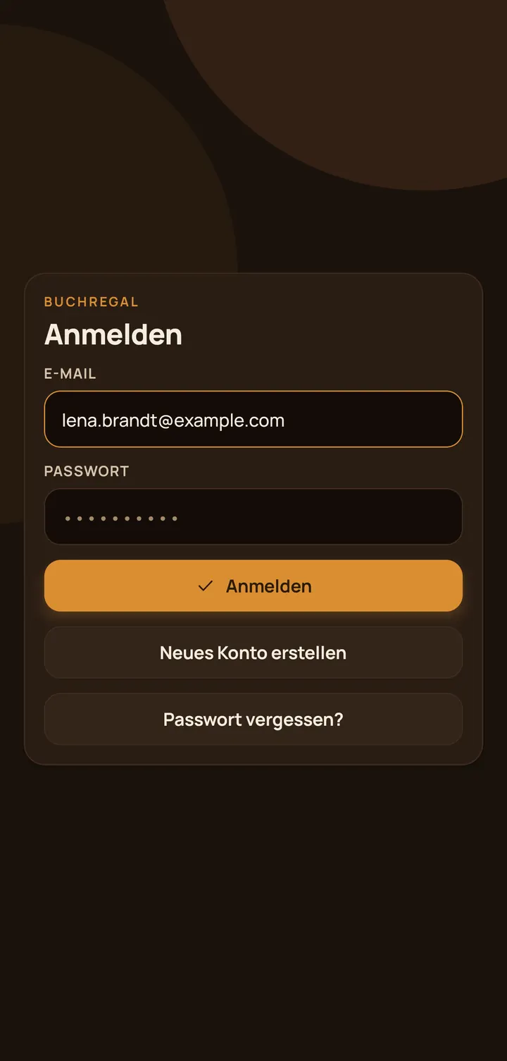 Buchregal: Anmeldung