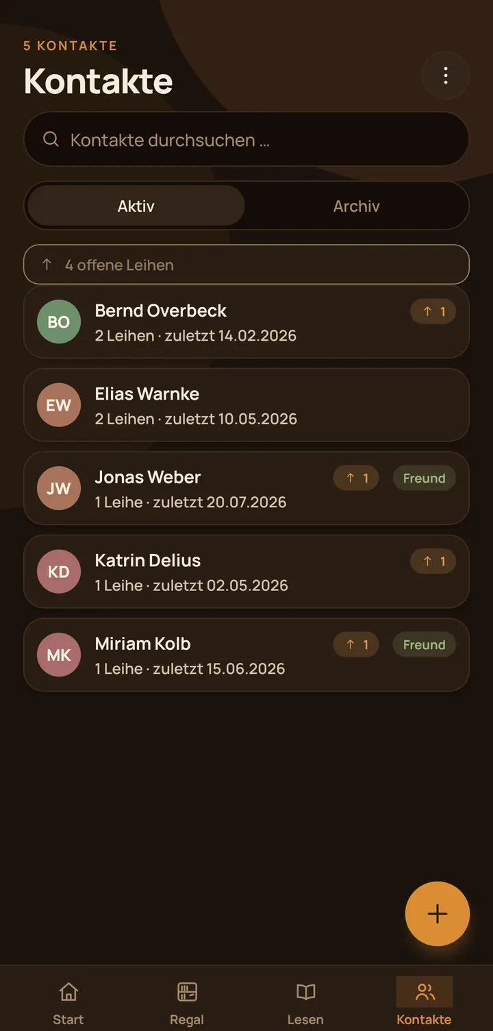 Buchregal: Kontakte