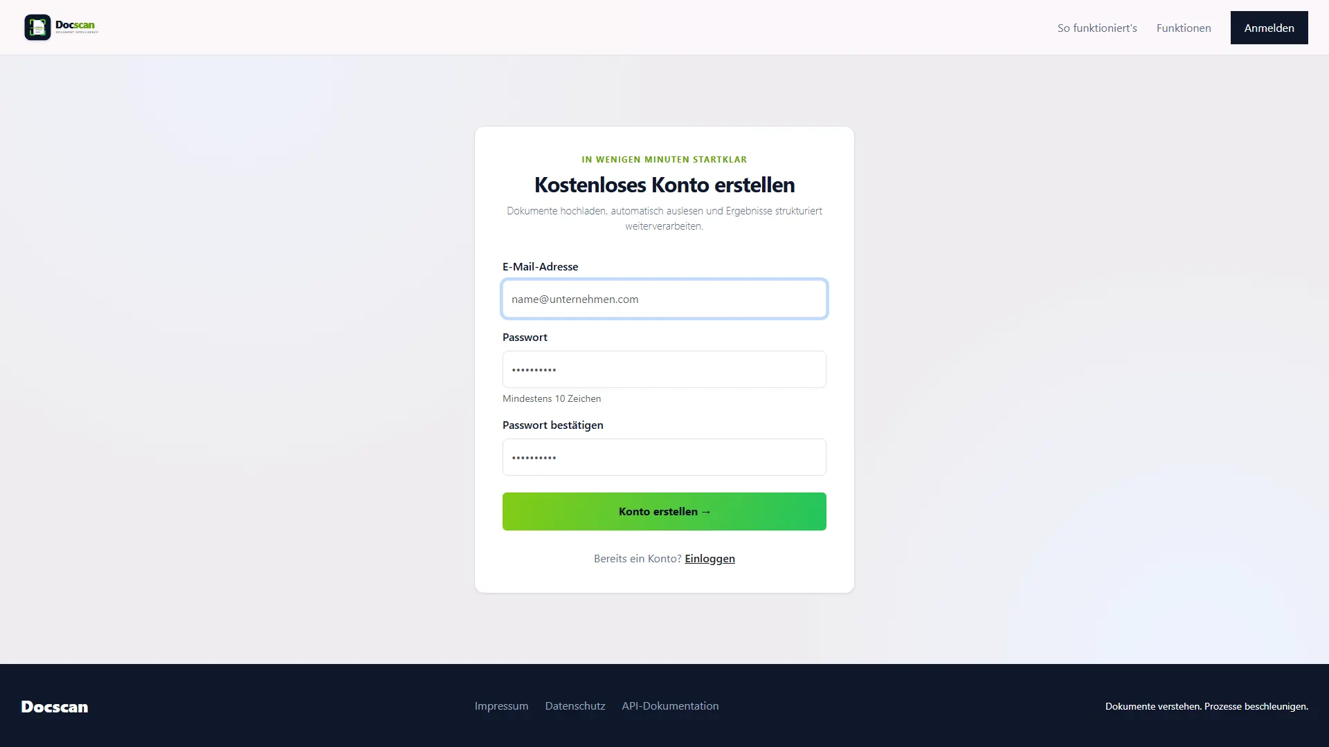 DocScan: Konto erstellen – in einer Minute startklar
