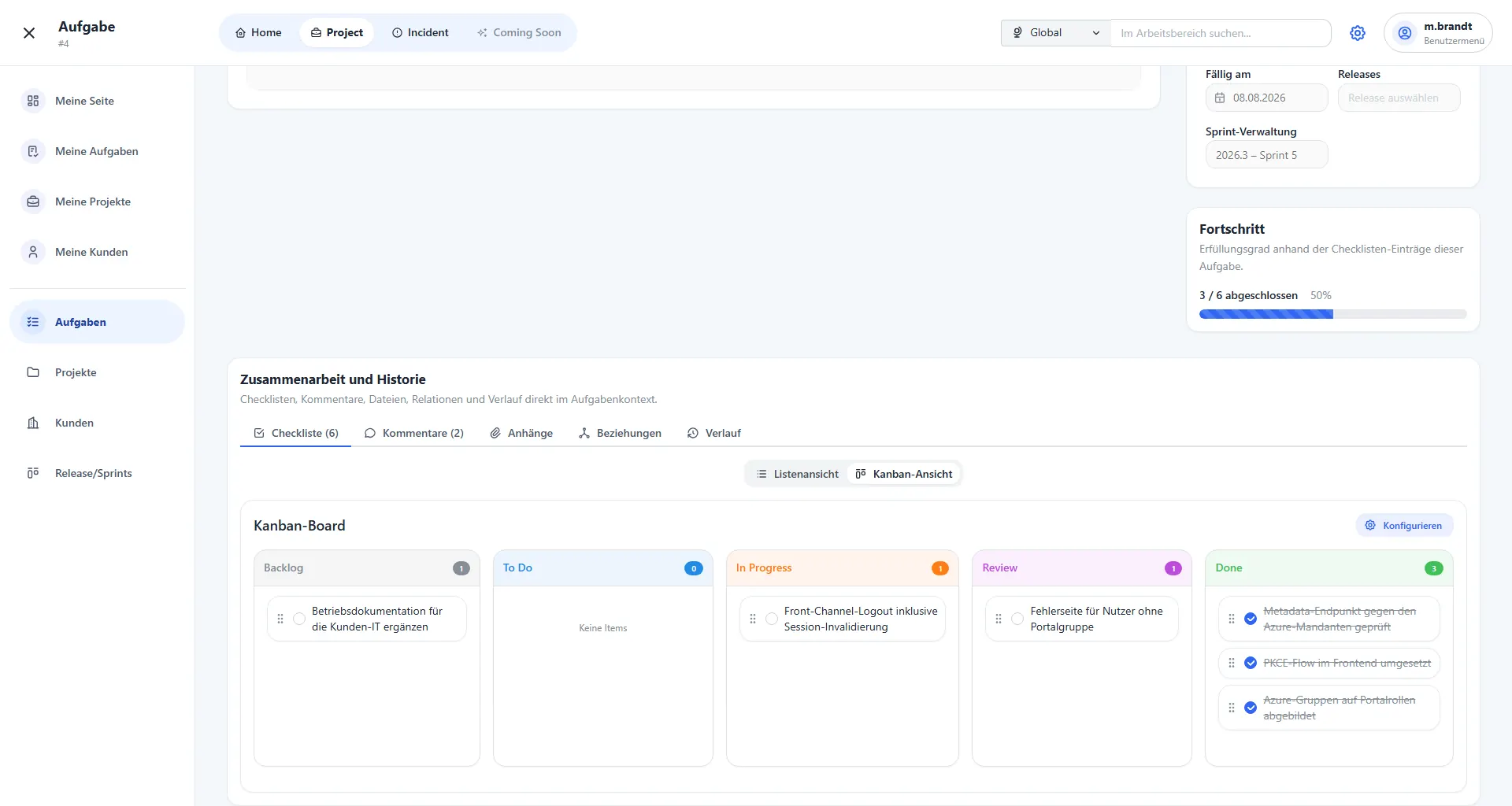 Planox: Checkliste als Kanban-Board