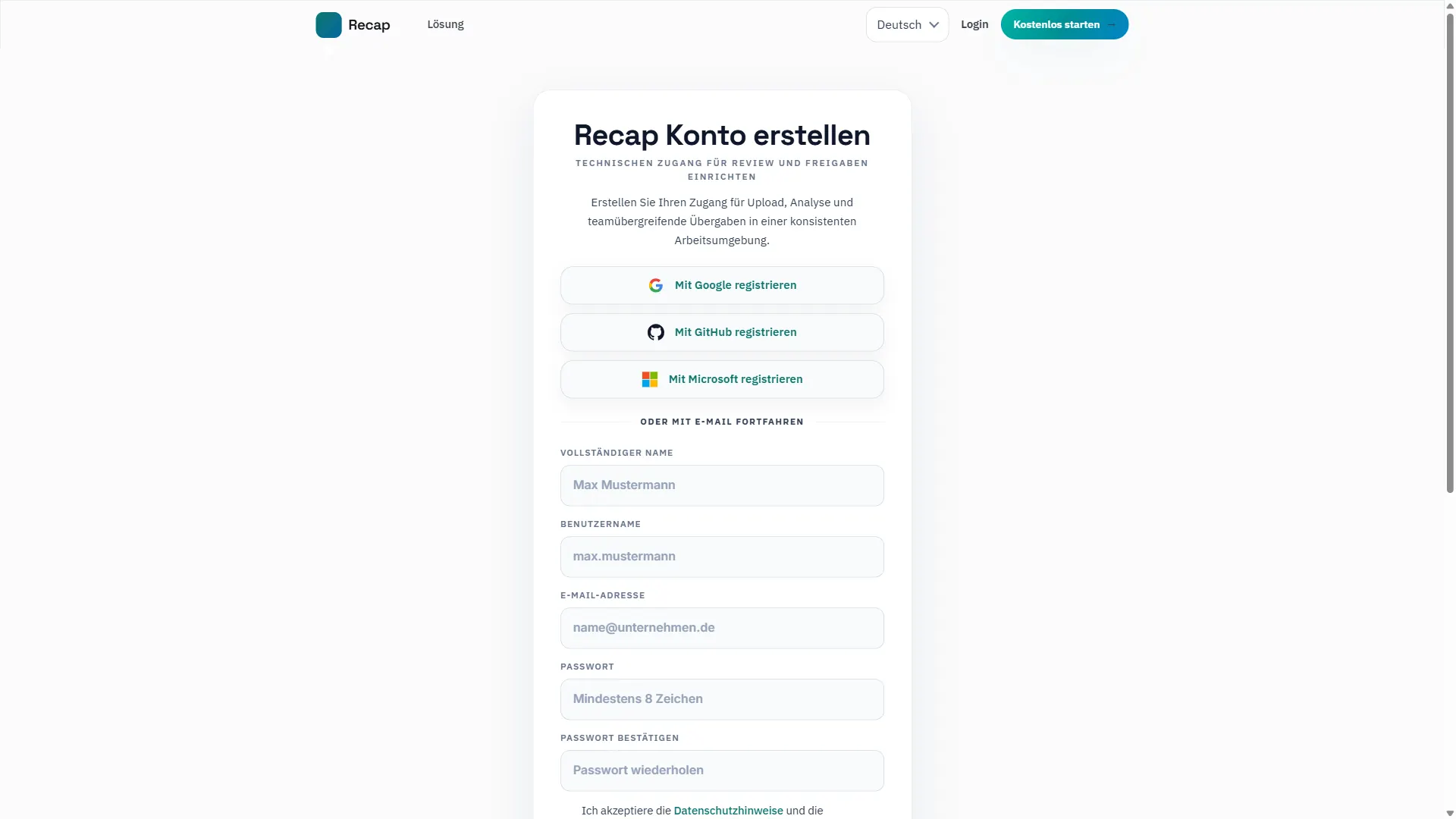 Recap: Registrierung
