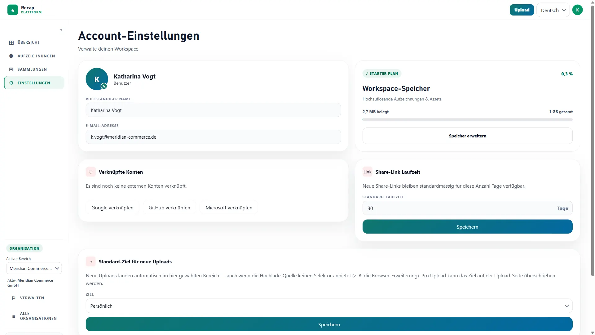 Recap: Kontoeinstellungen