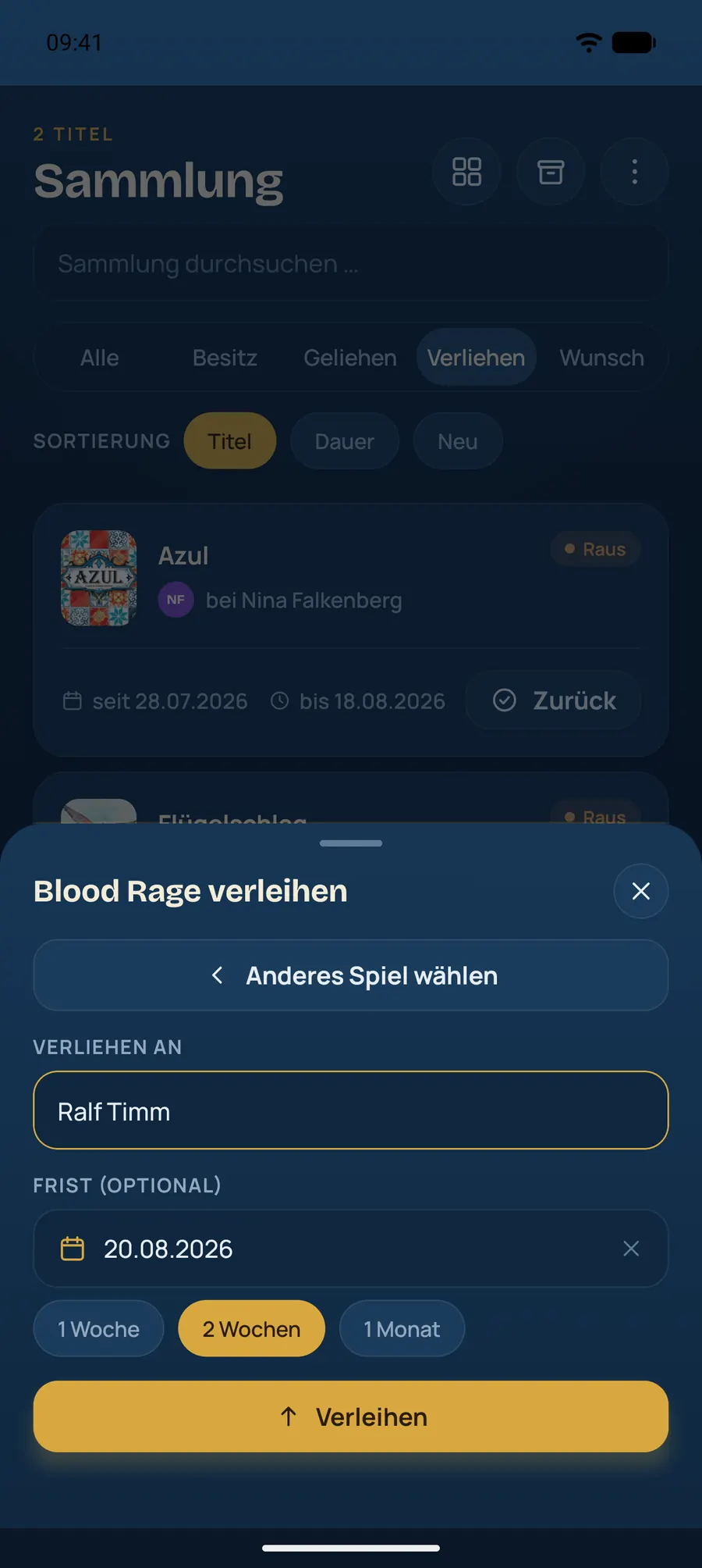 Spielregal: Spiel verleihen