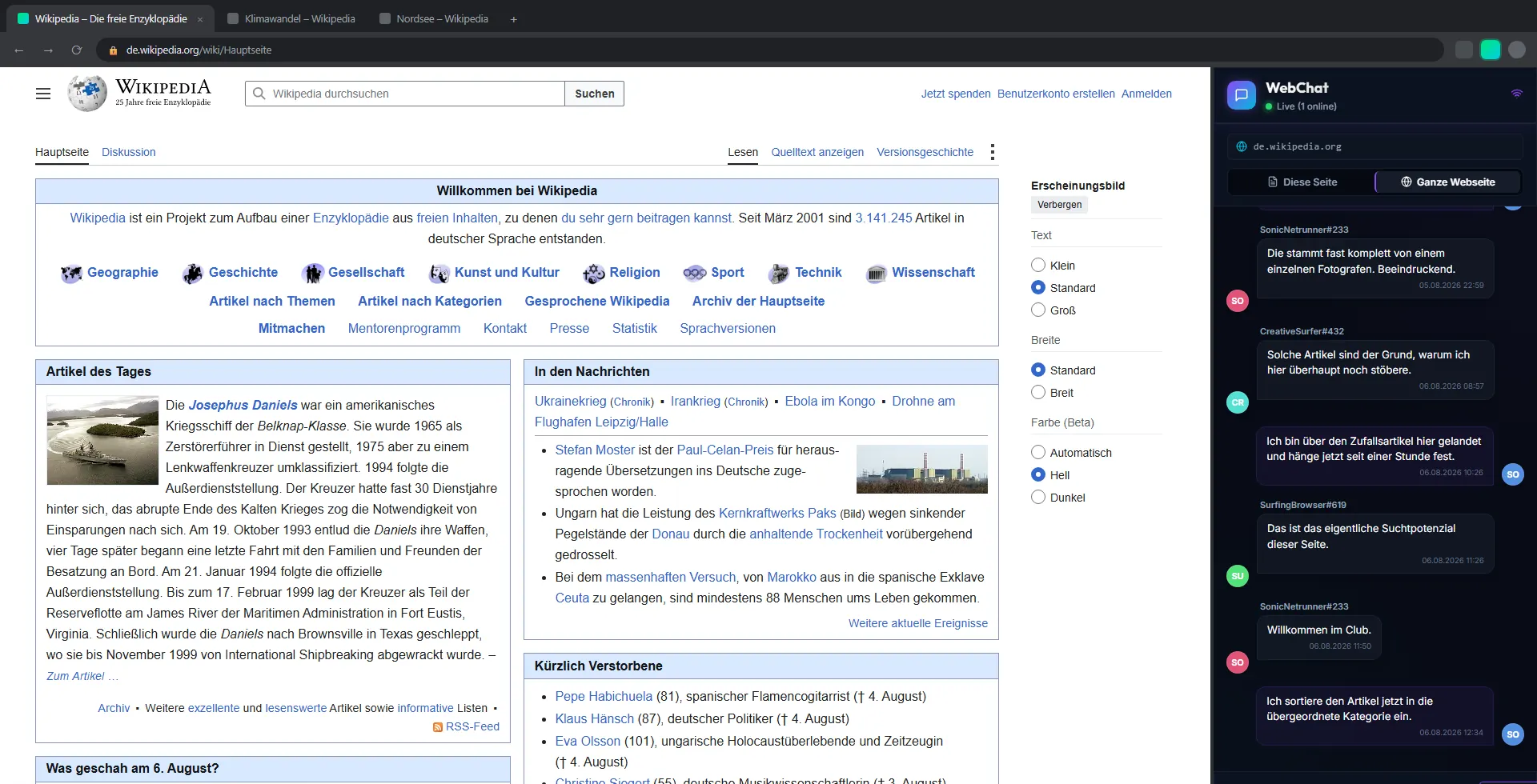 WebChat im Domain-Modus mit violetter Oberfläche